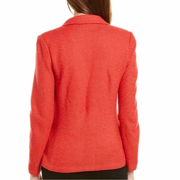 St. John Collection Wool Textured Knit Peak Collar Blazer Coral 10 - Picture 2 of 9